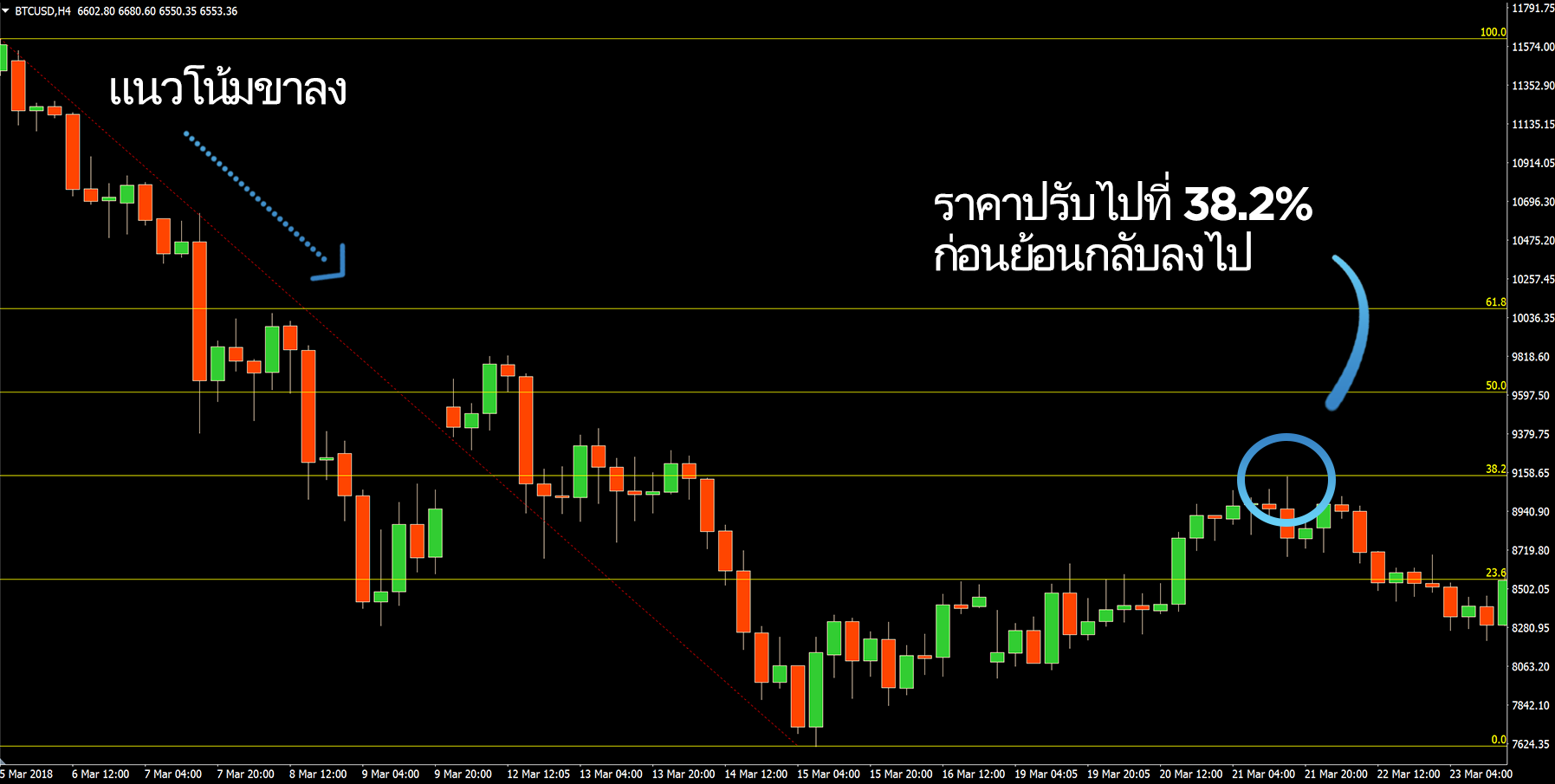 กลยุทธ์แนวโน้มต่อเนื่องโดยใช้ Fibonacci Retracement